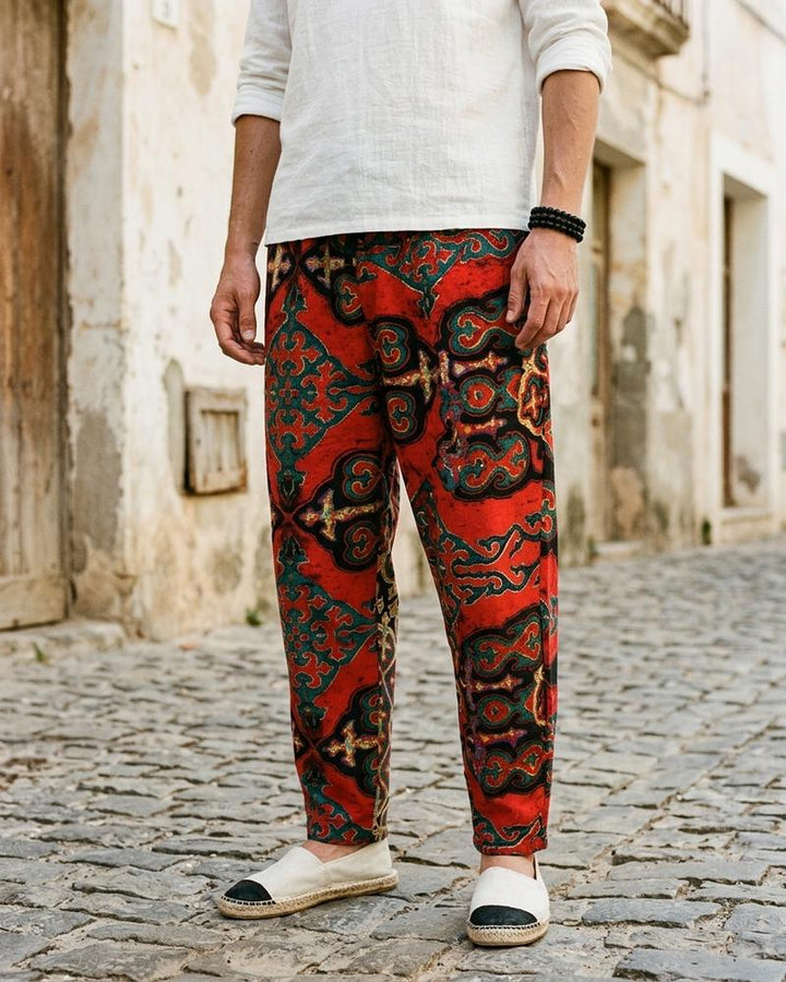 Macys Wear - Manal | Gemusterte Weit Geschnittene Hose Unisex