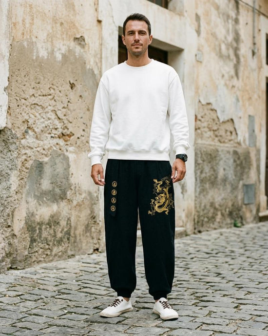 Macys Wear - Ronal | Bestickt Weit Geschnitten Hose Unisex