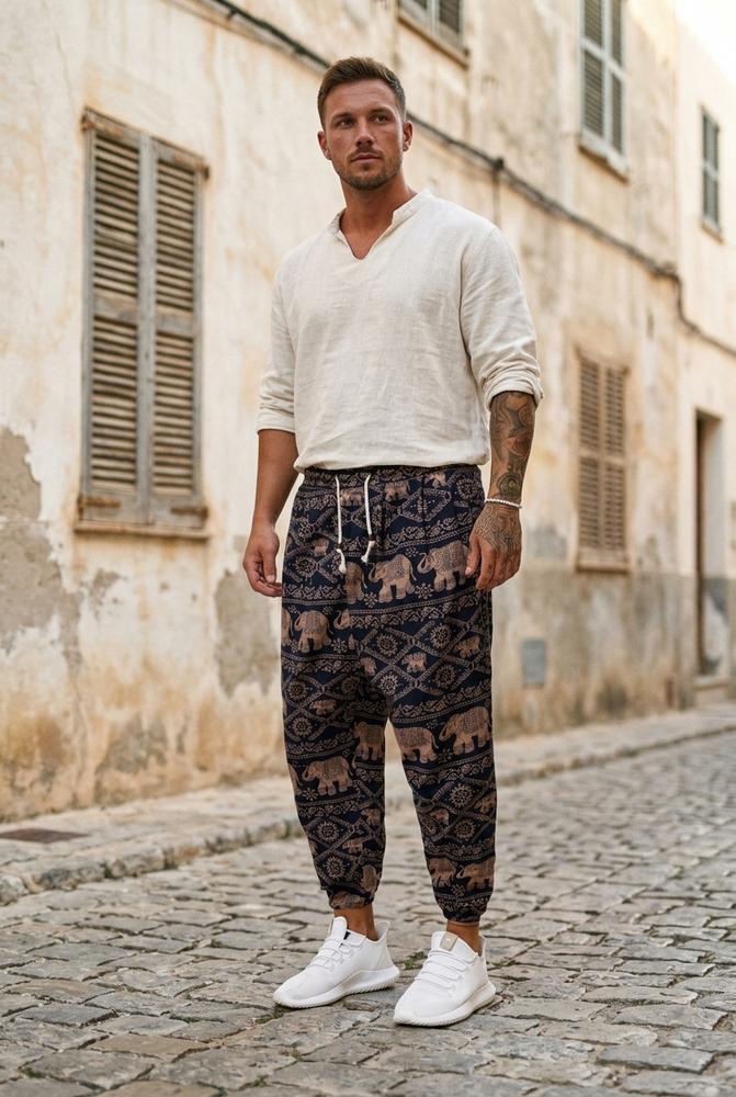 Macys Wear - Riron | Gemusterte Baumwoll Hose Herren