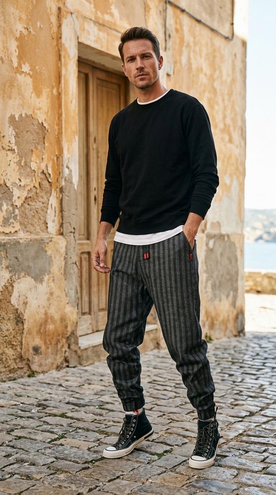 Macys Wear - Timel | Gestreifte Schmal Zulaufende Hose Herren