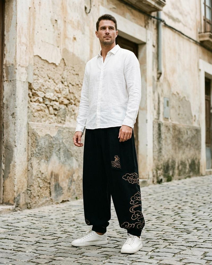 Macys Wear - Misil | Bestickte Weite Hose Herren