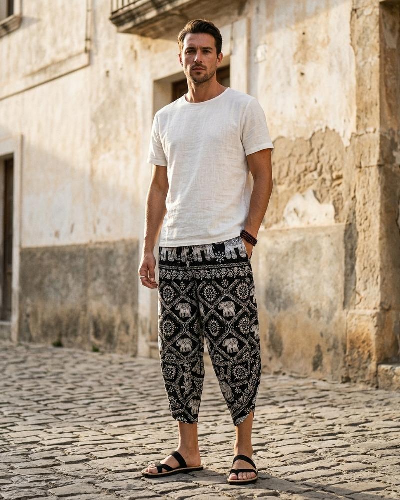 Macys Wear - Elvin | Gemusterte Gekürzte Hose Unisex