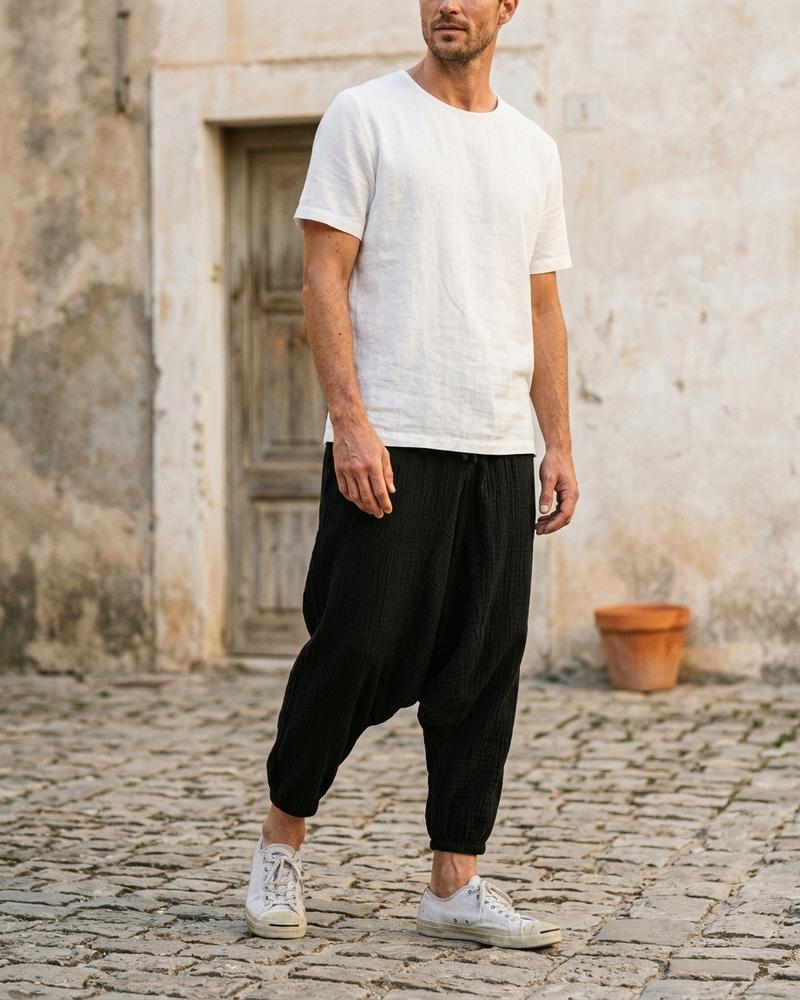 Macys Wear - Zarev | Weitgeschnittene Strukturierte Hose Herren