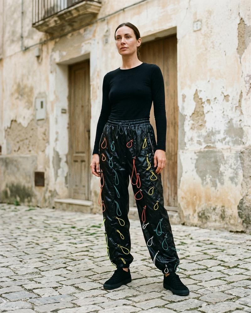Macys Wear - Laven | Glänzende Geschnürte Hose Unisex