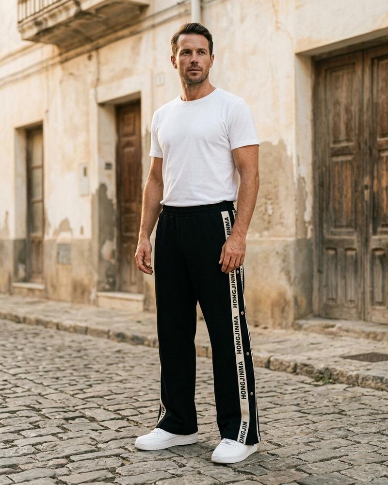 Macys Wear - Yomar | Weit Geschnittene Seitlich Geknöpfte Hose Unisex