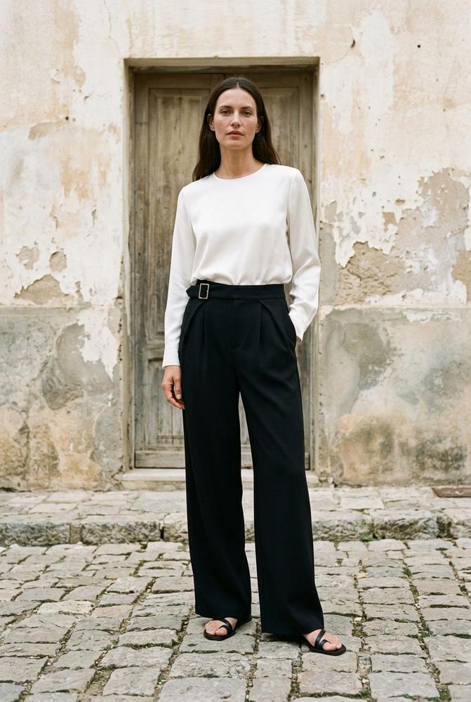 Macys Wear - Novin | Weit Geschnittene Plissierte Hose Damen