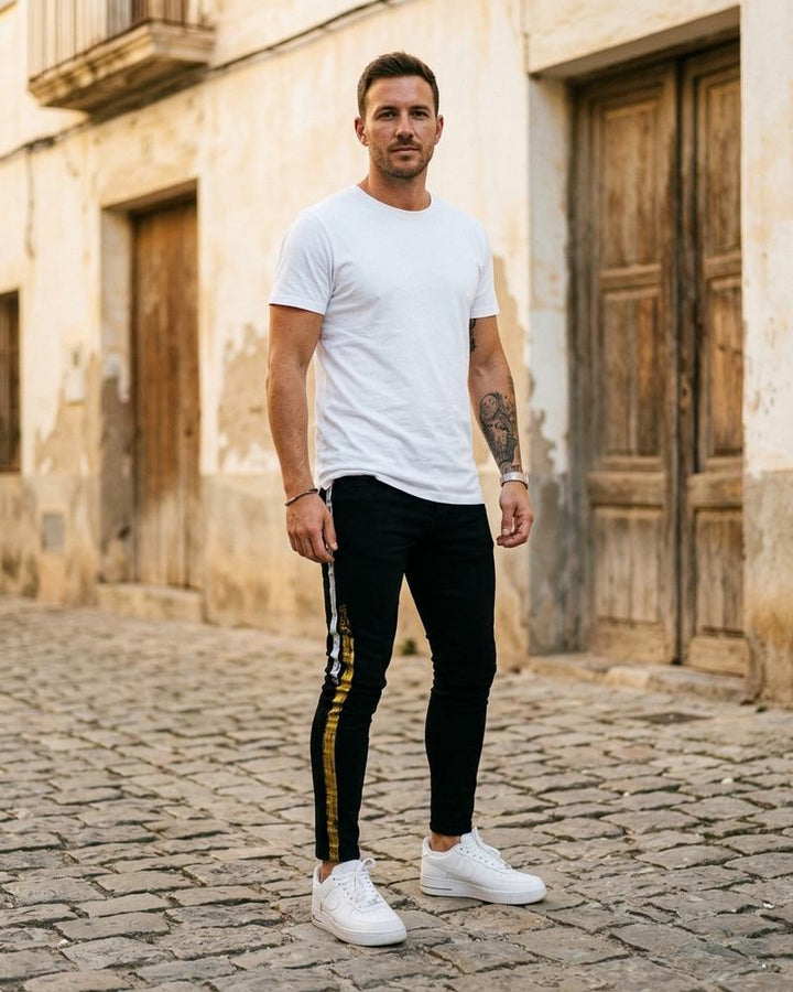 Macys Wear - Elmar | Eng Anliegende Gestreifte Hose Herren