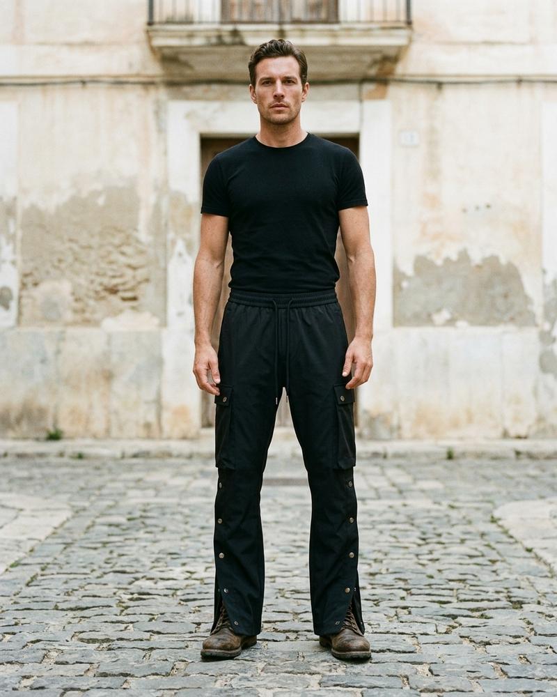 Macys Wear - Rivar | Seitlich Geknöpfte Ausgestellte Hose Unisex