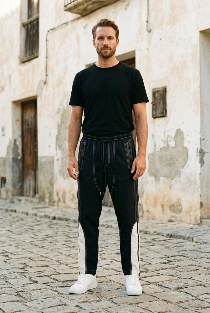 Macys Wear - Selan | Zweifarbige Kontrastgesteppte Hose Unisex