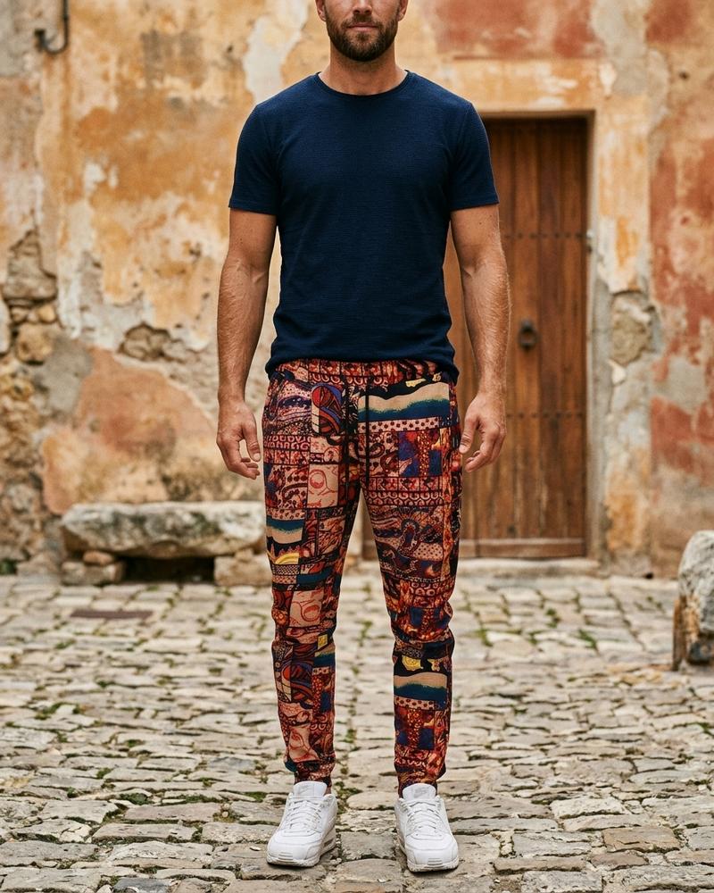 Macys Wear - Covan | Gemusterte Zulaufende Hose Herren