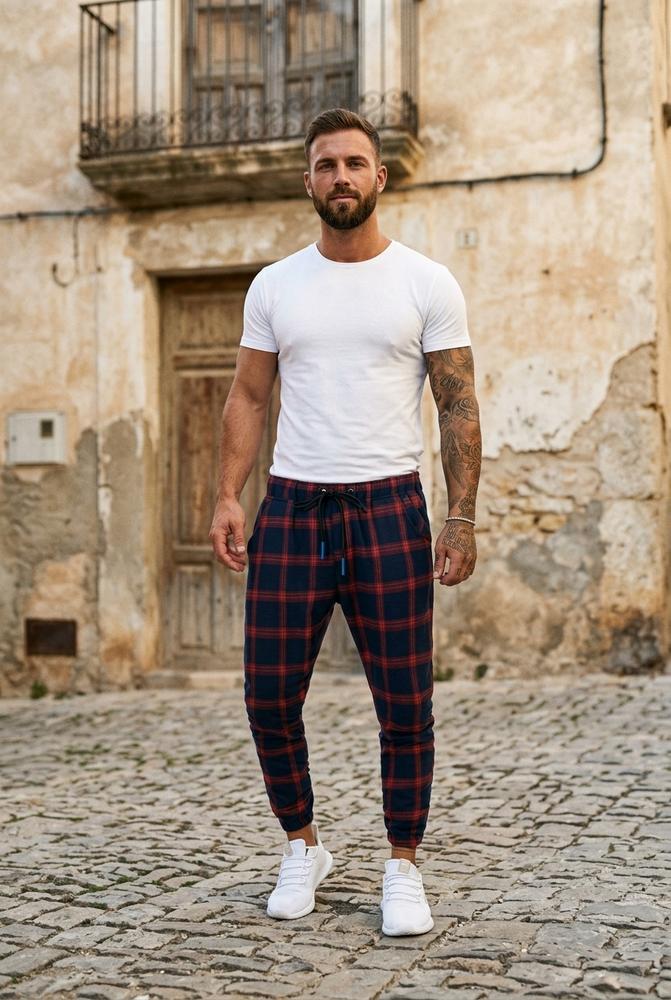 Macys Wear - Larel | Karierte Schmal Geschnittene Hose Herren