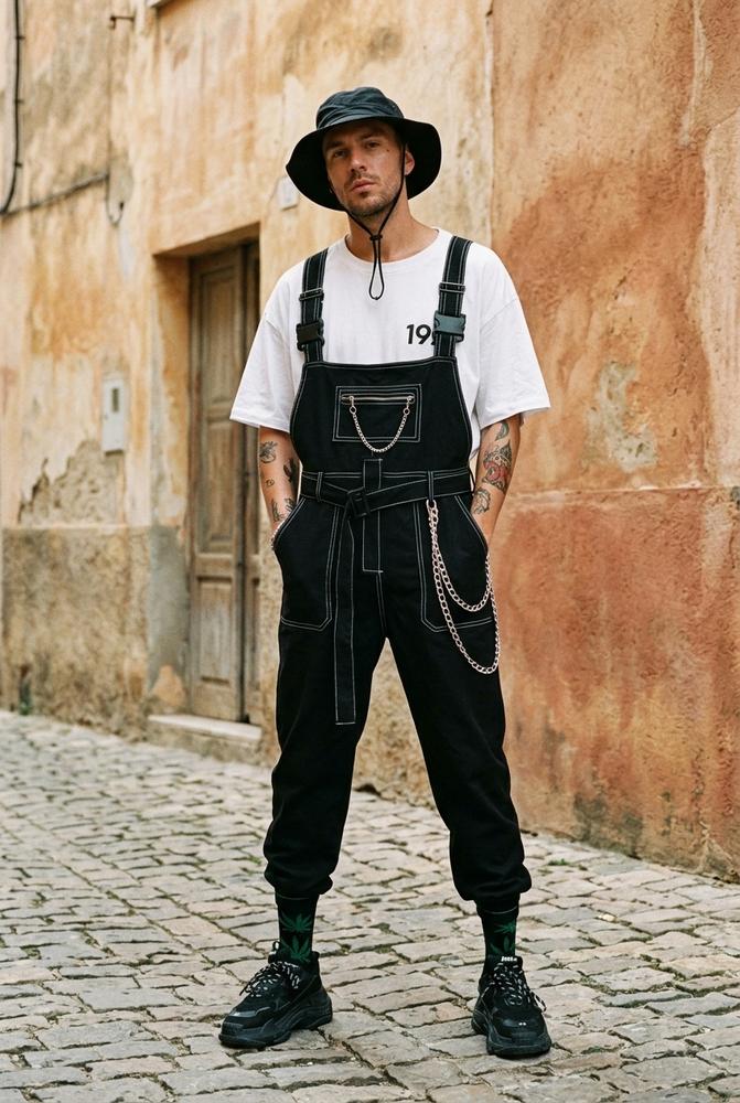 Macys Wear - Yopim | Gegürtelt Kontrastgesteppt Hose Unisex