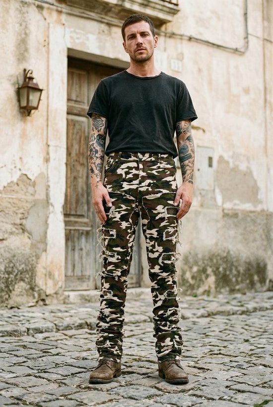 Macys Wear - Mitin | Getarnte Zerrissene Hose Herren
