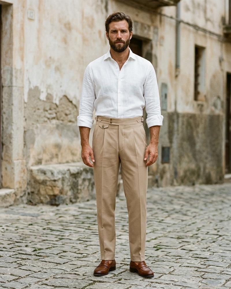 Macys Wear - Eaduv | Hochtailliert Plissiert Hose Herren